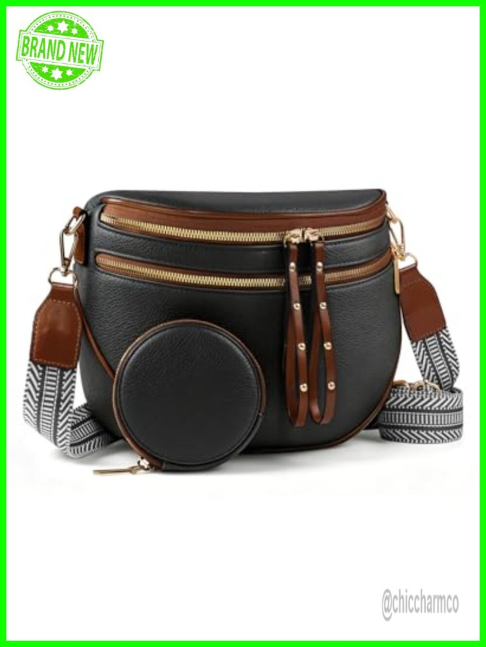 Vegan Leather Crossbody Bum Bag with Coin Purse Adjustable Strap